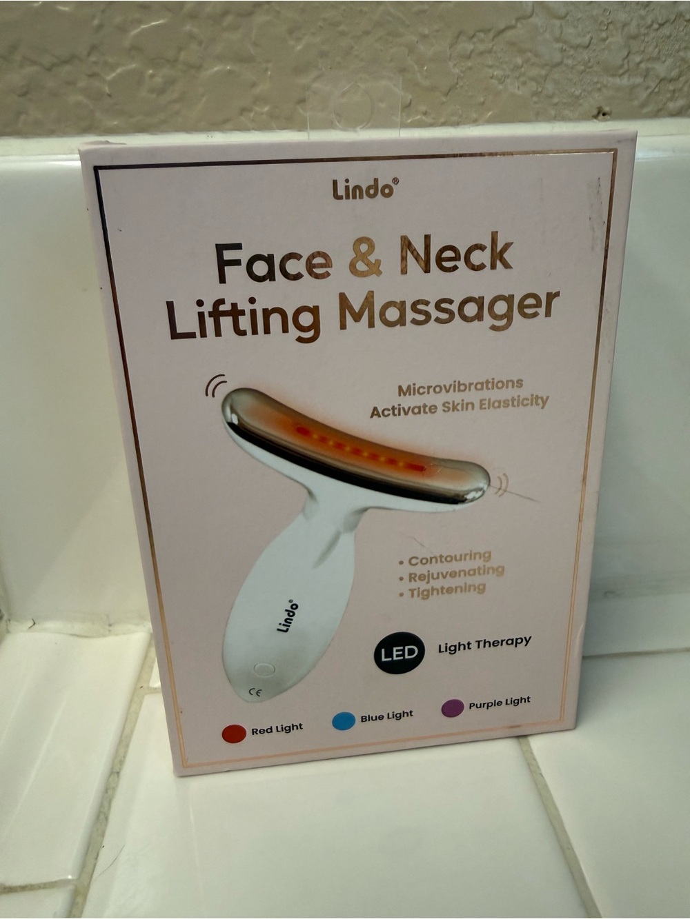 Lindo Face & Neck Lifting Massager - White with Gold Accent
